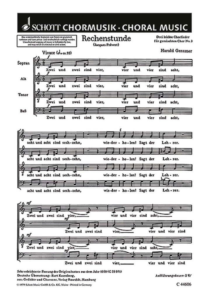 Drei leichte Chorlieder GeWV 20